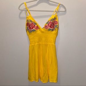 Yellow embroidered romper